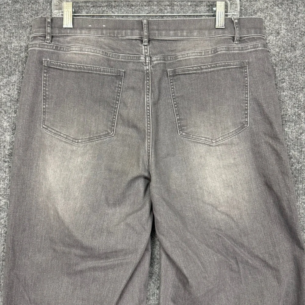 J McLaughlin Wide Leg Jeans Womens 10 Grey High Rise Cropped Faded Stretch Denim